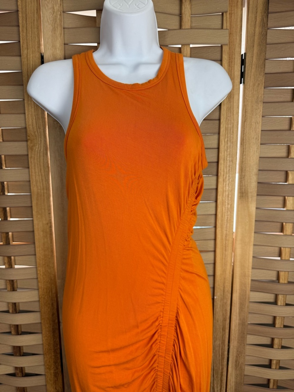 VERONICA BEARD Orange Sleeveless Ruched Midi / Maxi Dress - Picture 3 of 10
